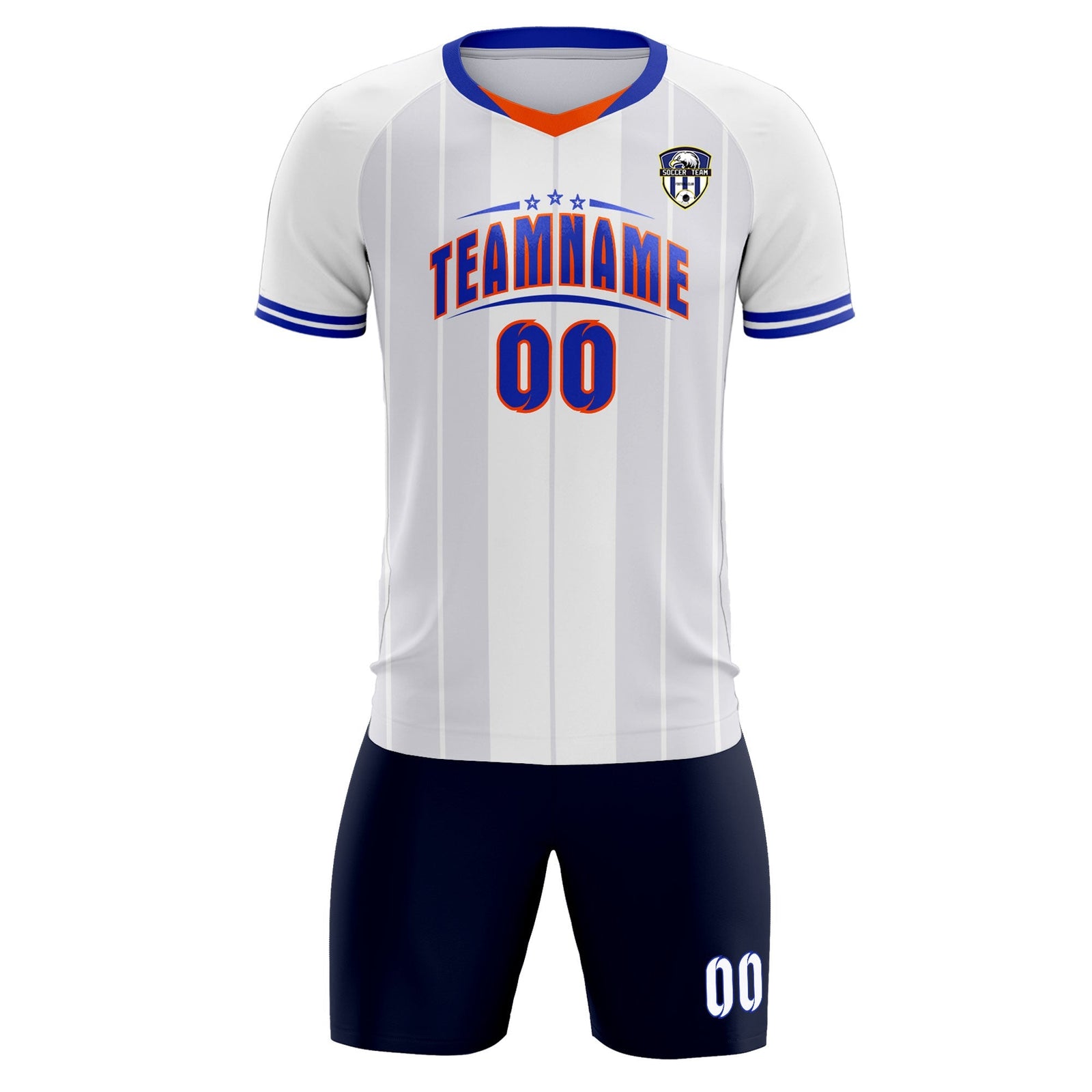 Custom White Classic Striped Personalized Soccer Tops/Sets Jersey