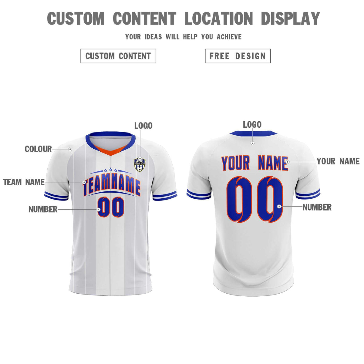 Custom White Classic Striped Personalized Soccer Tops/Sets Jersey