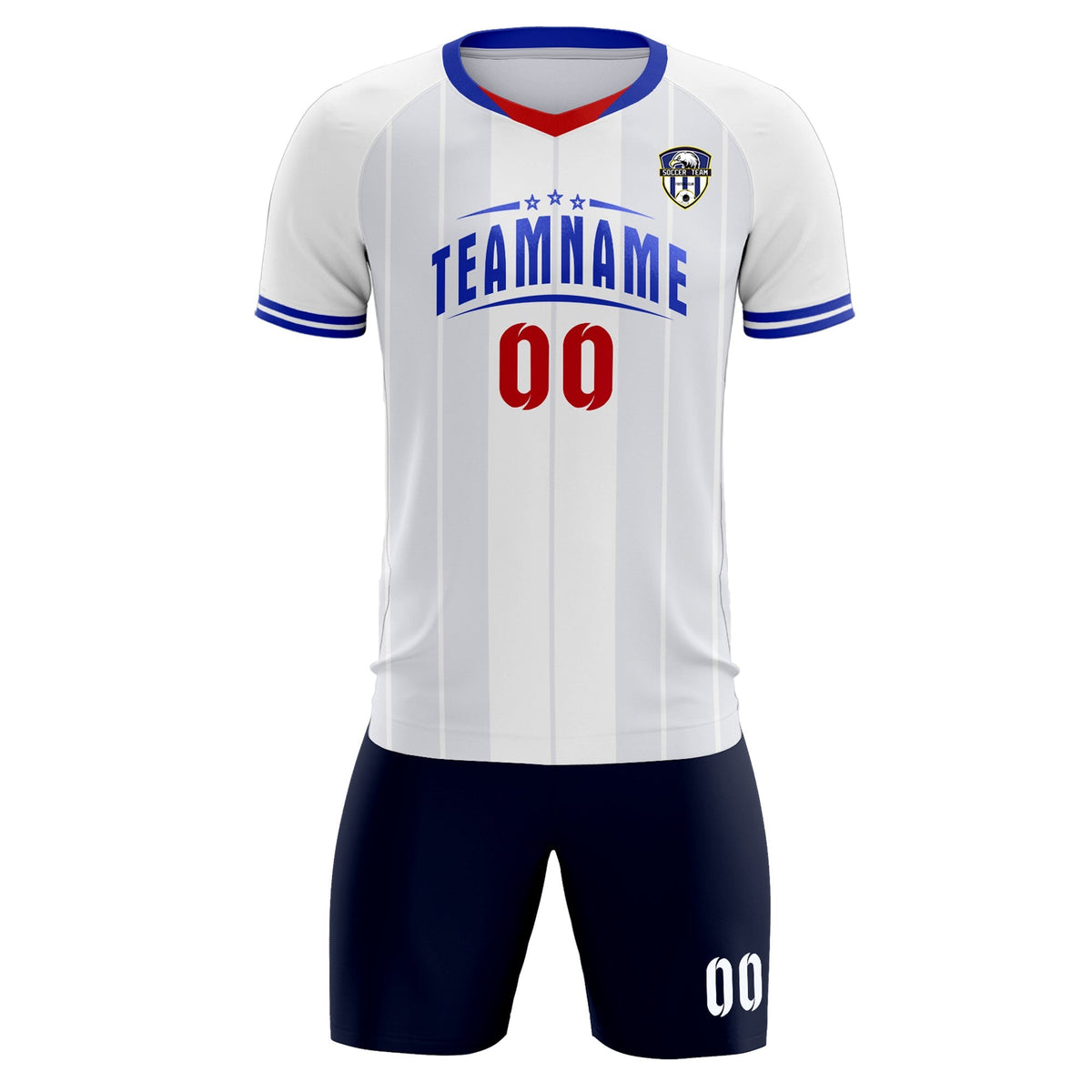Custom White Classic Striped Personalized Soccer Tops/Sets Jersey
