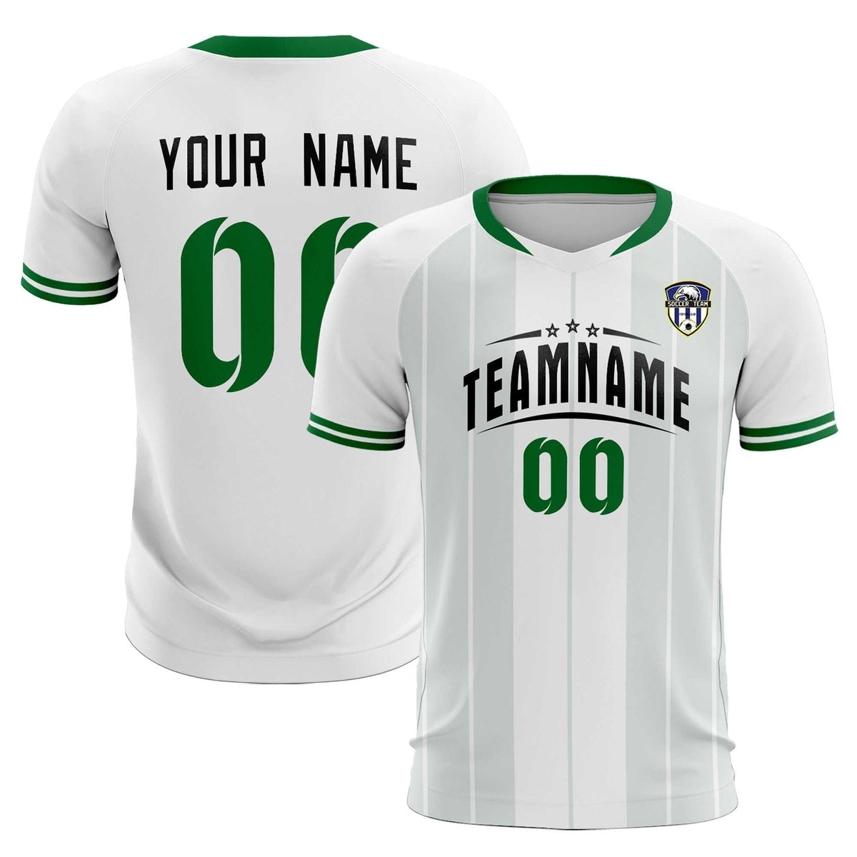 Custom White Classic Striped Personalized Soccer Tops/Sets Jersey
