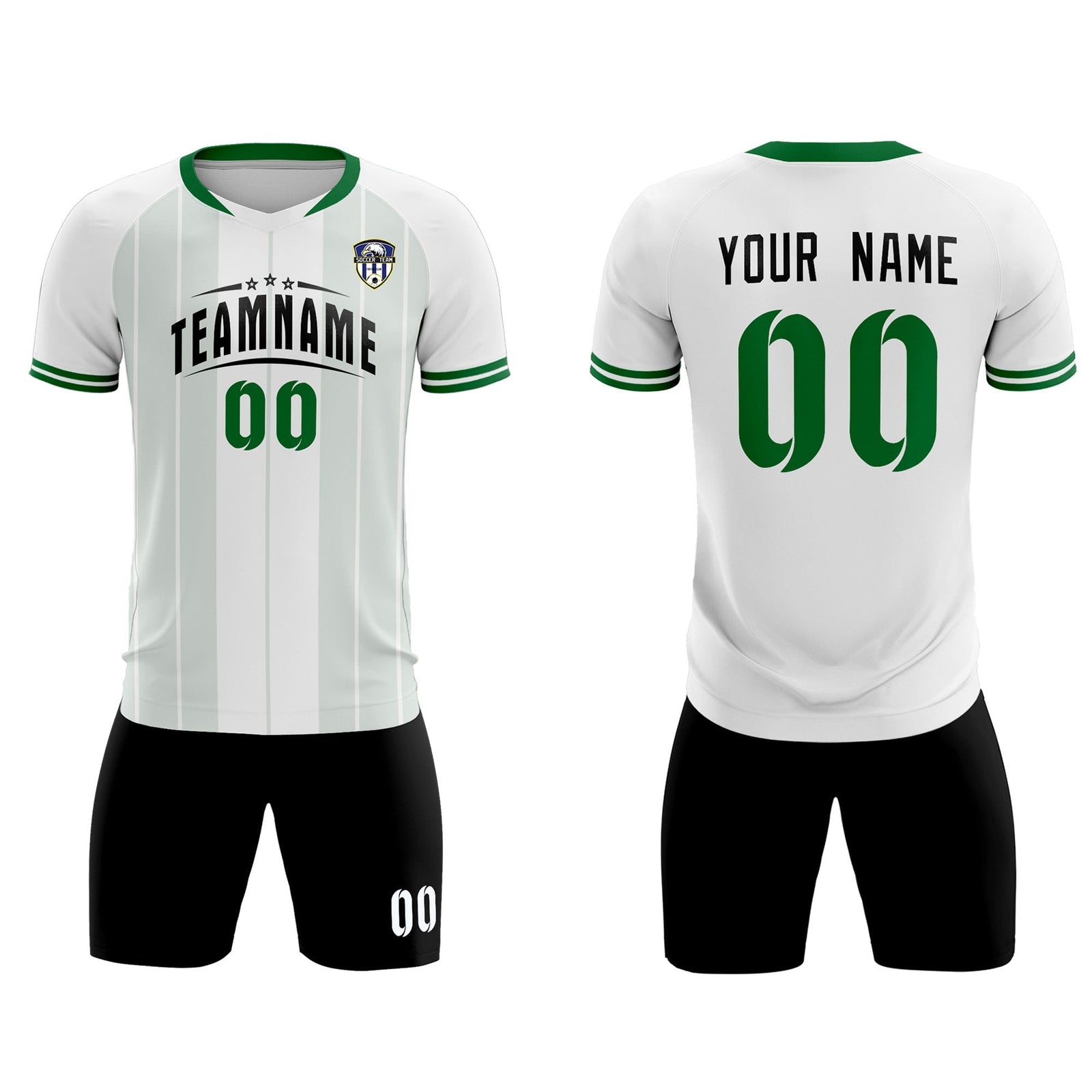 Custom White Classic Striped Personalized Soccer Tops/Sets Jersey