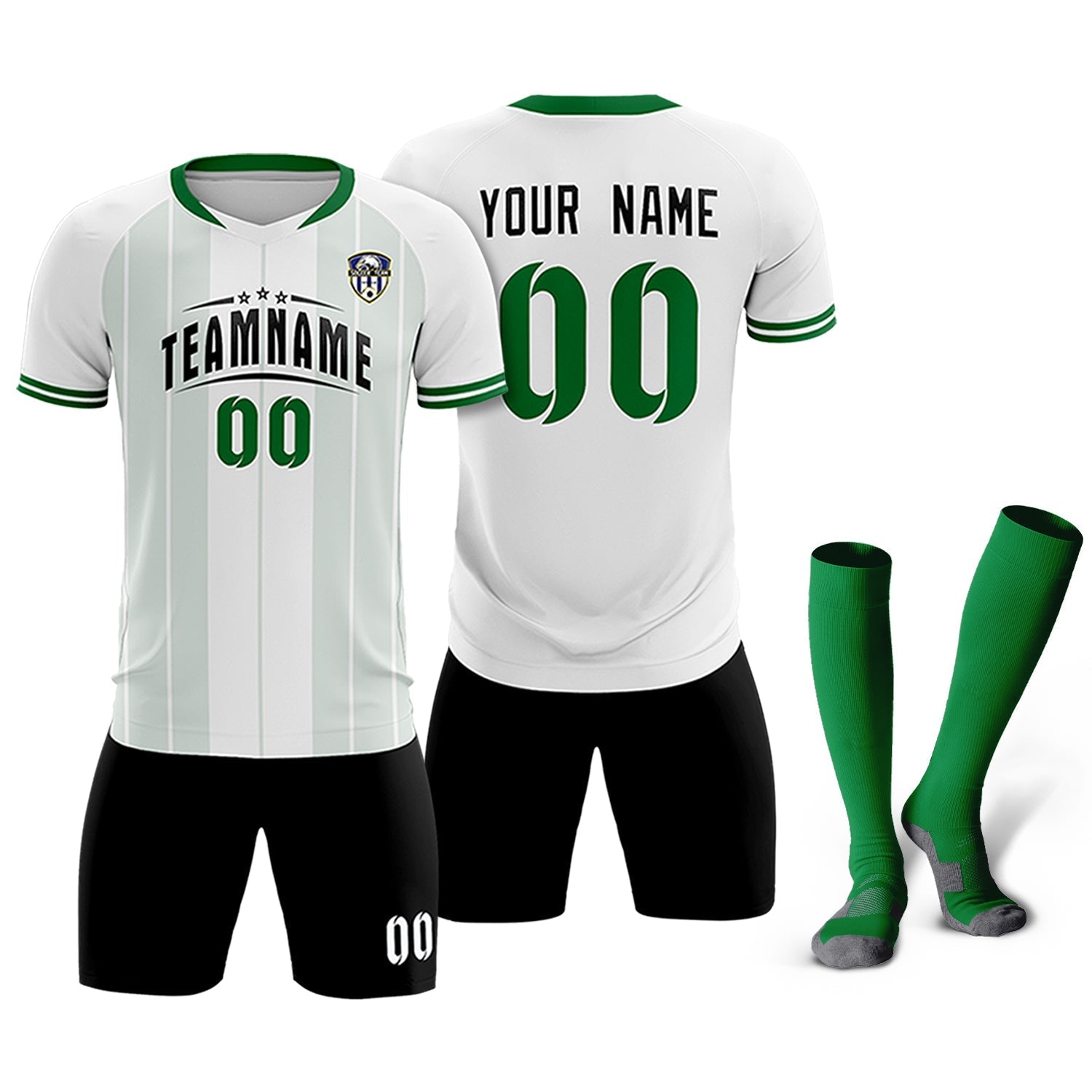 Custom White Classic Striped Personalized Soccer Tops/Sets Jersey