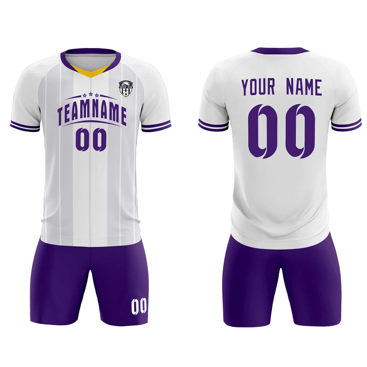 Custom White Classic Striped Personalized Soccer Tops/Sets Jersey