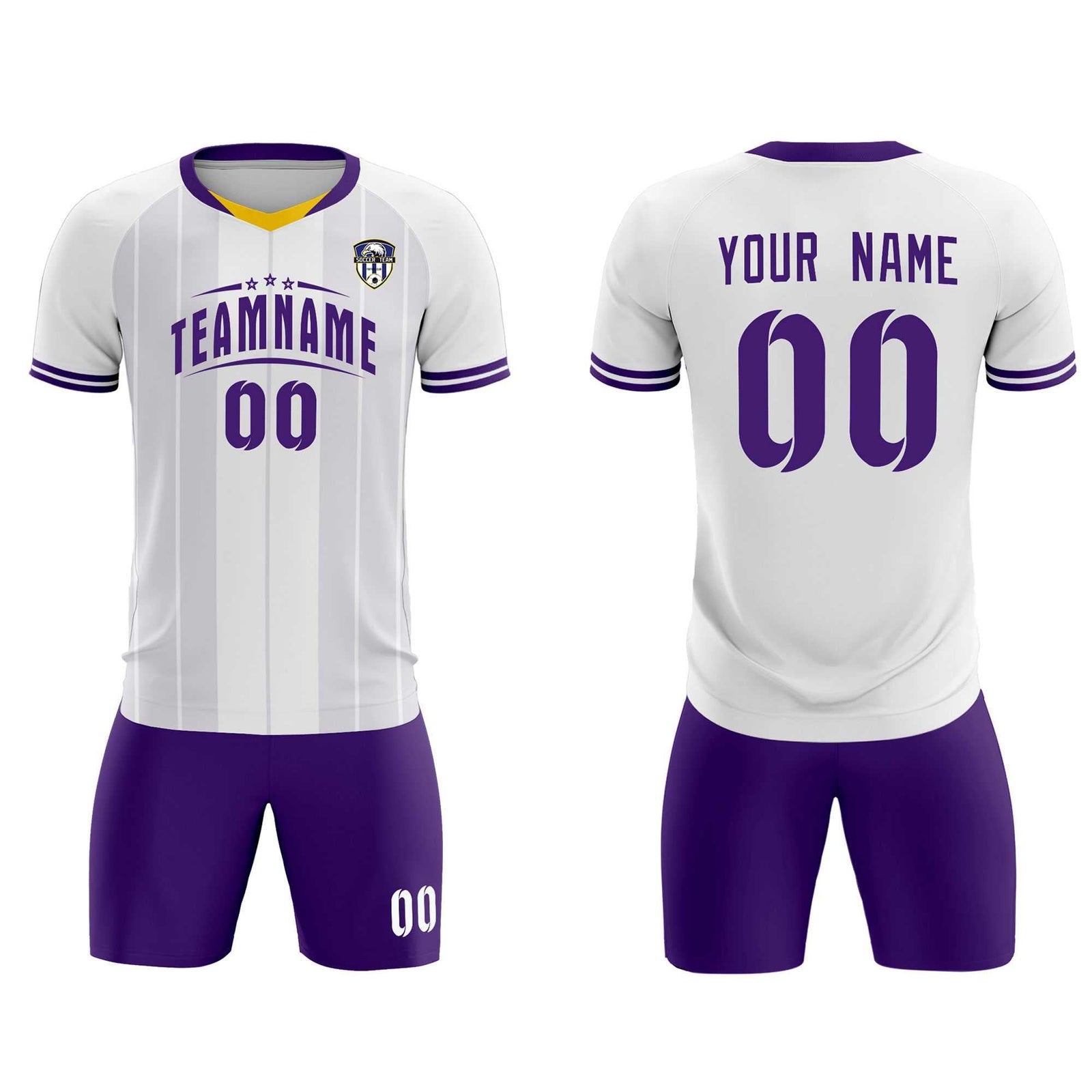 Custom White Classic Striped Personalized Soccer Tops/Sets Jersey