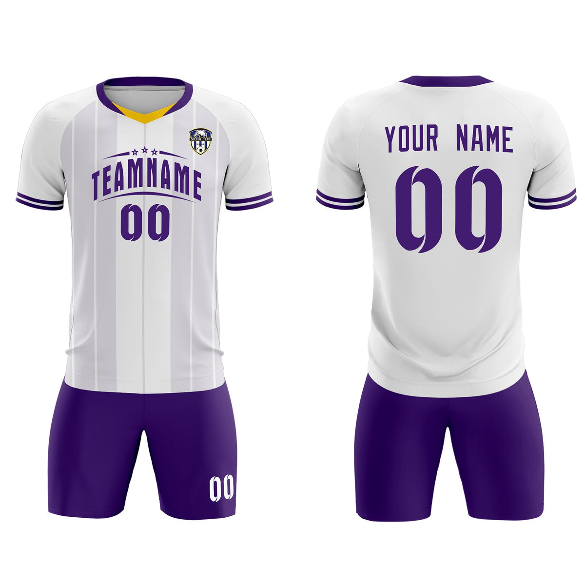 Custom White Classic Striped Personalized Soccer Tops/Sets Jersey
