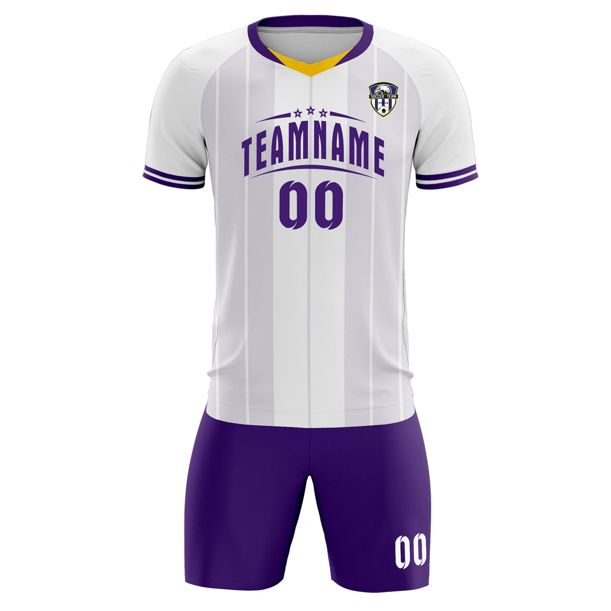 Custom White Classic Striped Personalized Soccer Tops/Sets Jersey