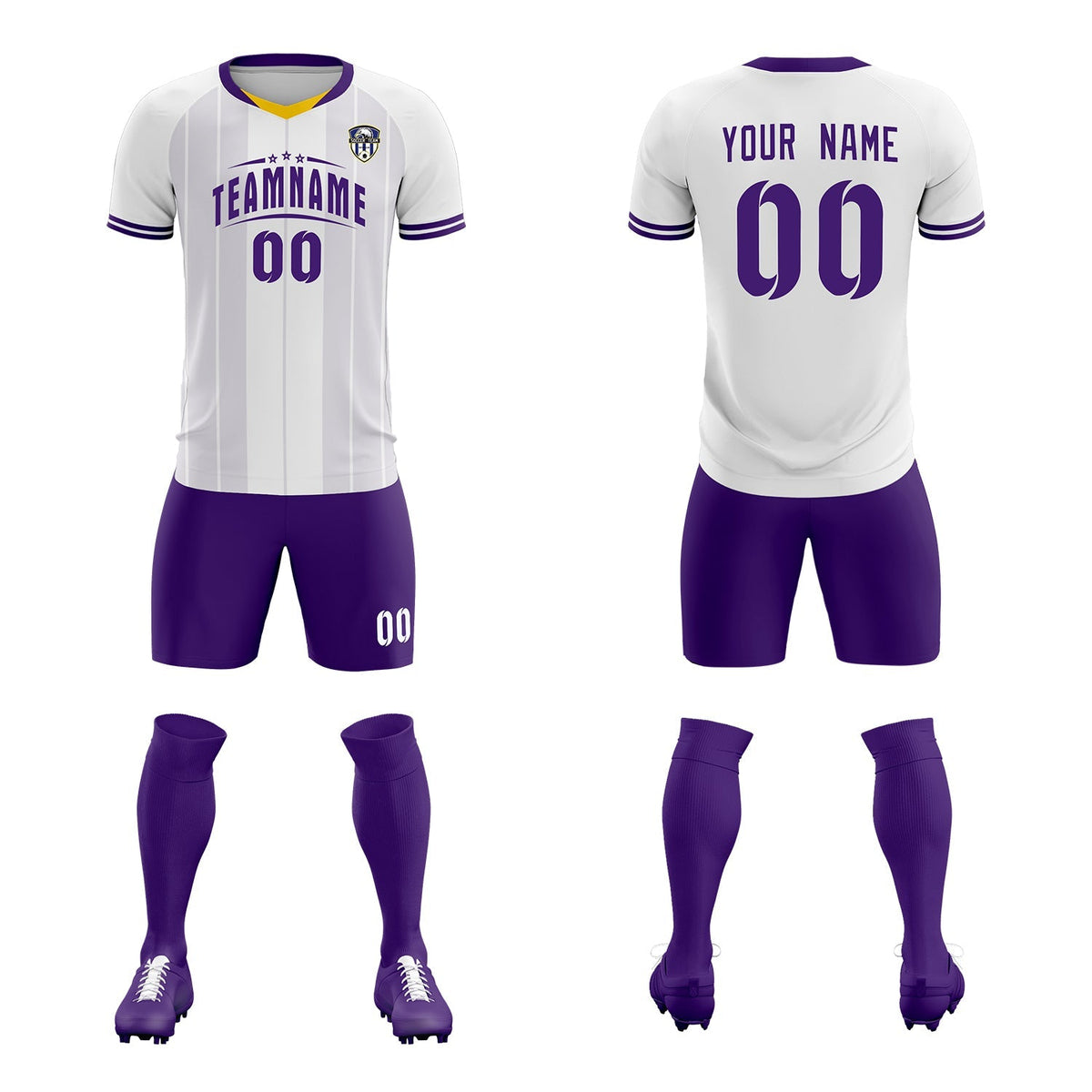 Custom White Classic Striped Personalized Soccer Tops/Sets Jersey