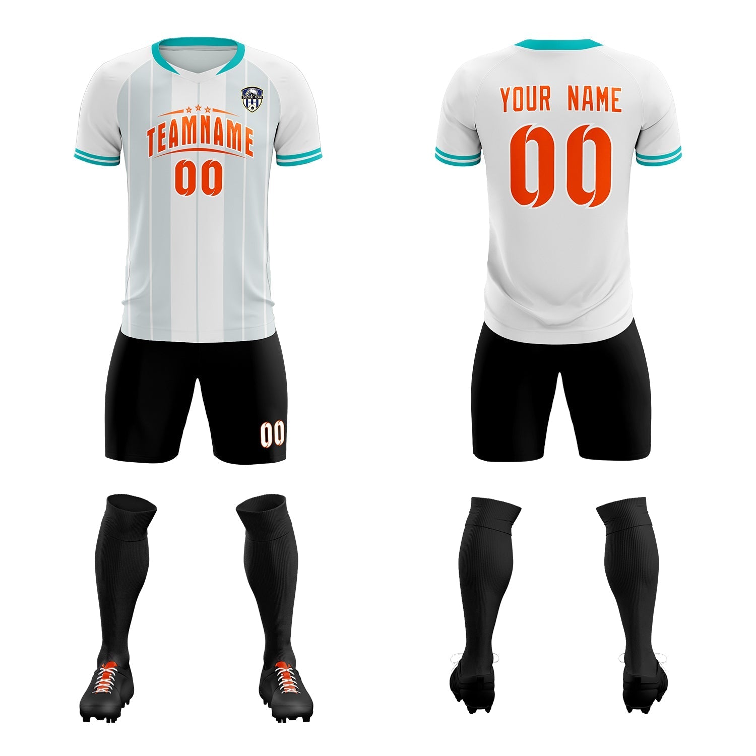 Custom White Classic Striped Personalized Soccer Tops/Sets Jersey