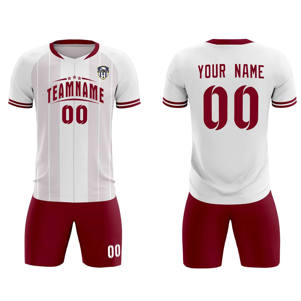 Custom White Classic Striped Personalized Soccer Tops/Sets Jersey