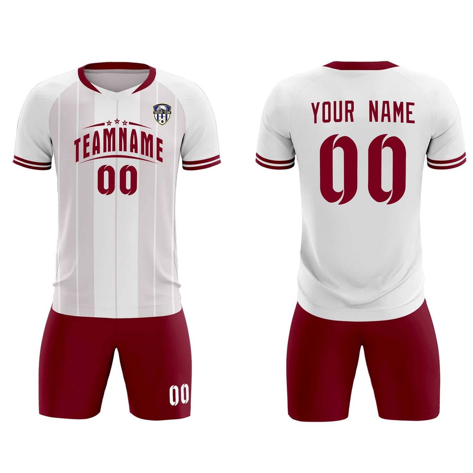 Custom White Classic Striped Personalized Soccer Tops/Sets Jersey