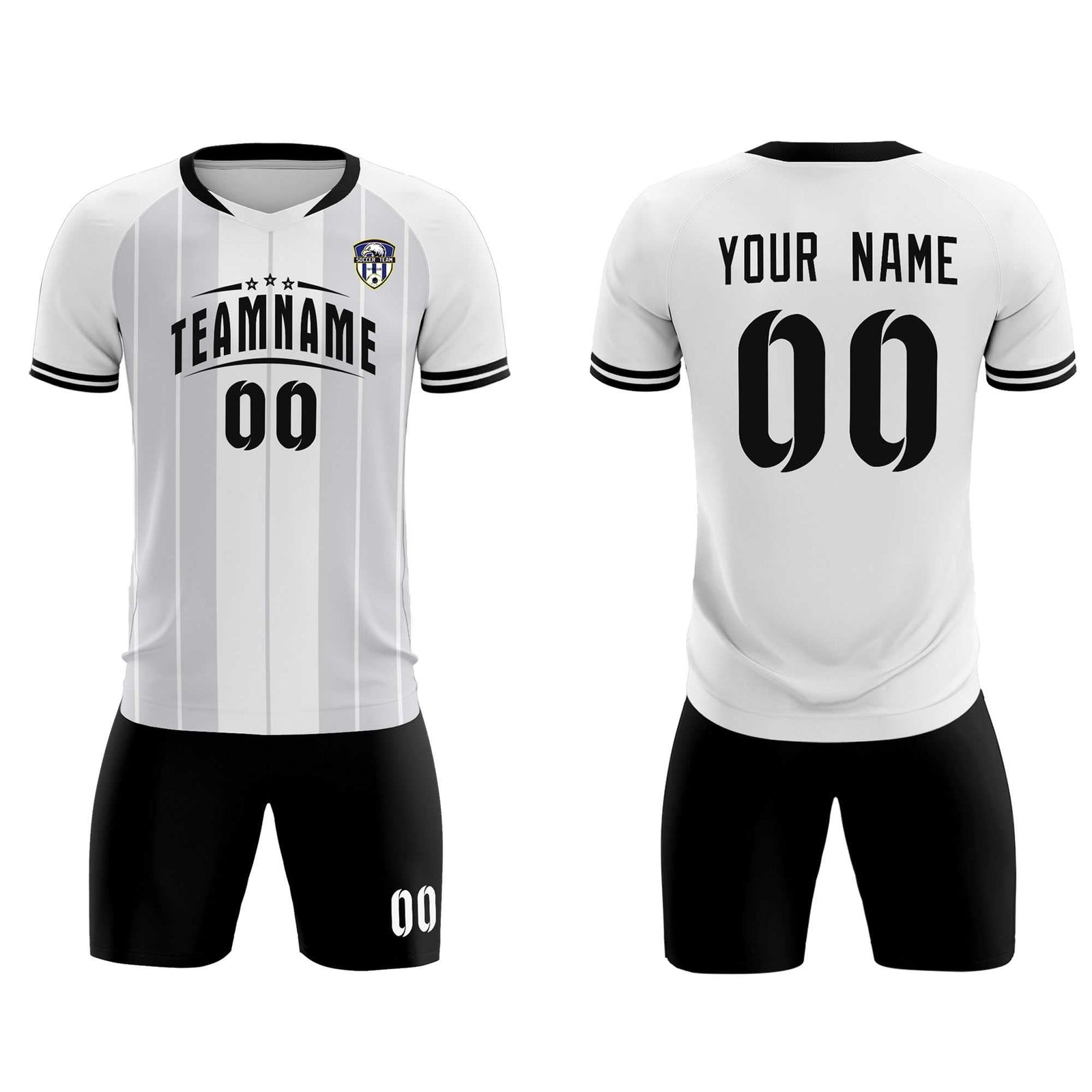 Custom White Classic Striped Personalized Soccer Tops/Sets Jersey