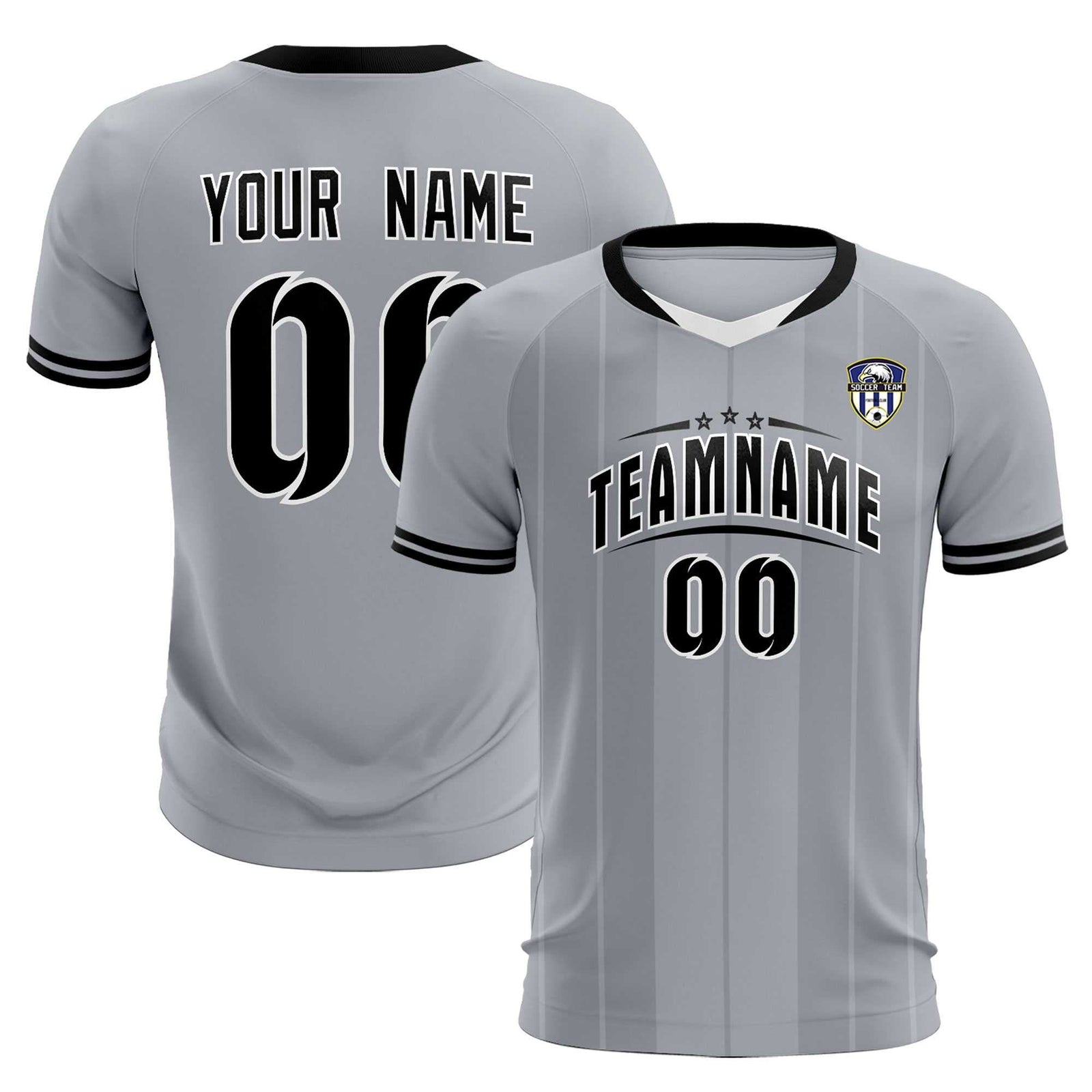 Custom Gray Classic Striped Personalized Soccer Tops/Sets Jersey