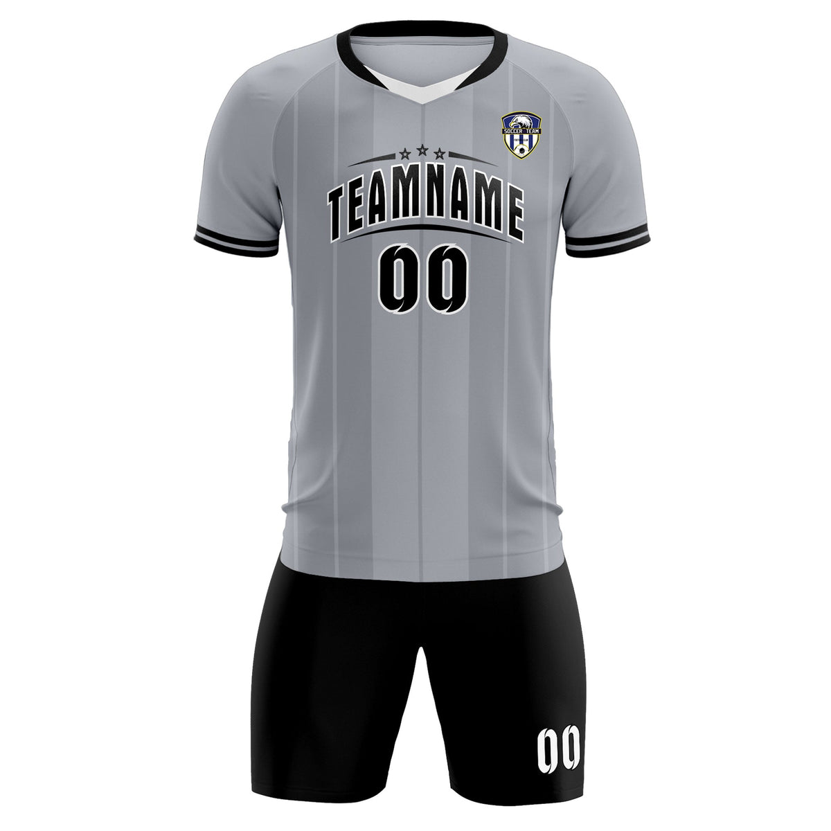 Custom Gray Classic Striped Personalized Soccer Tops/Sets Jersey