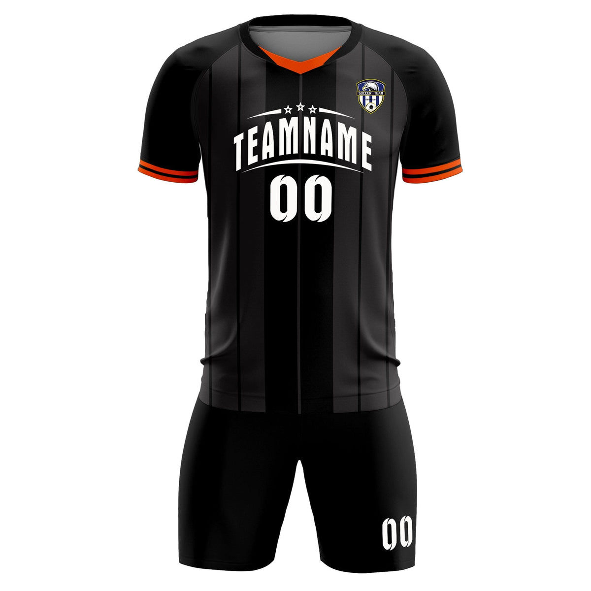 Custom Black Classic Striped Personalized Soccer Tops/Sets Jersey