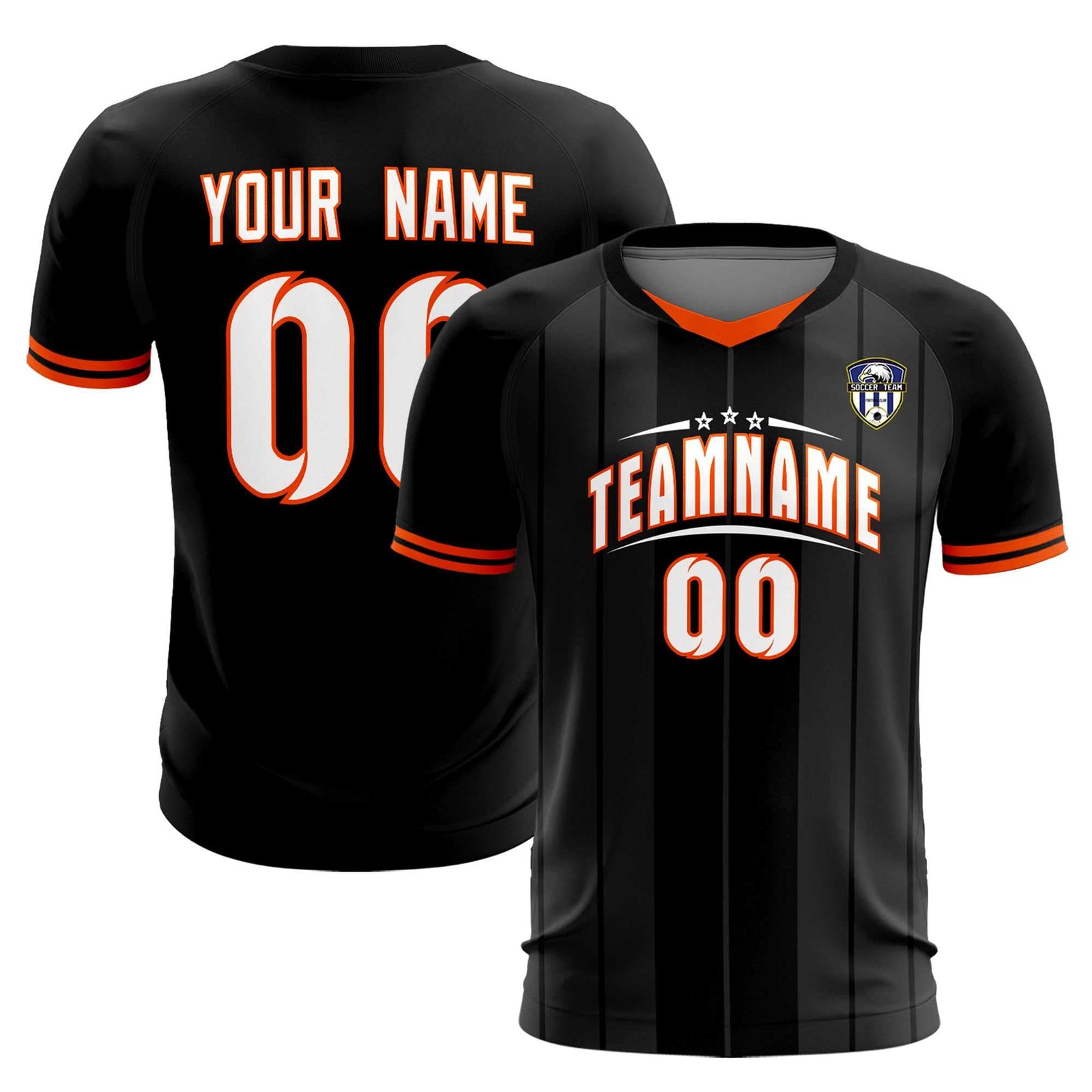 Custom Black Classic Striped Personalized Soccer Tops/Sets Jersey