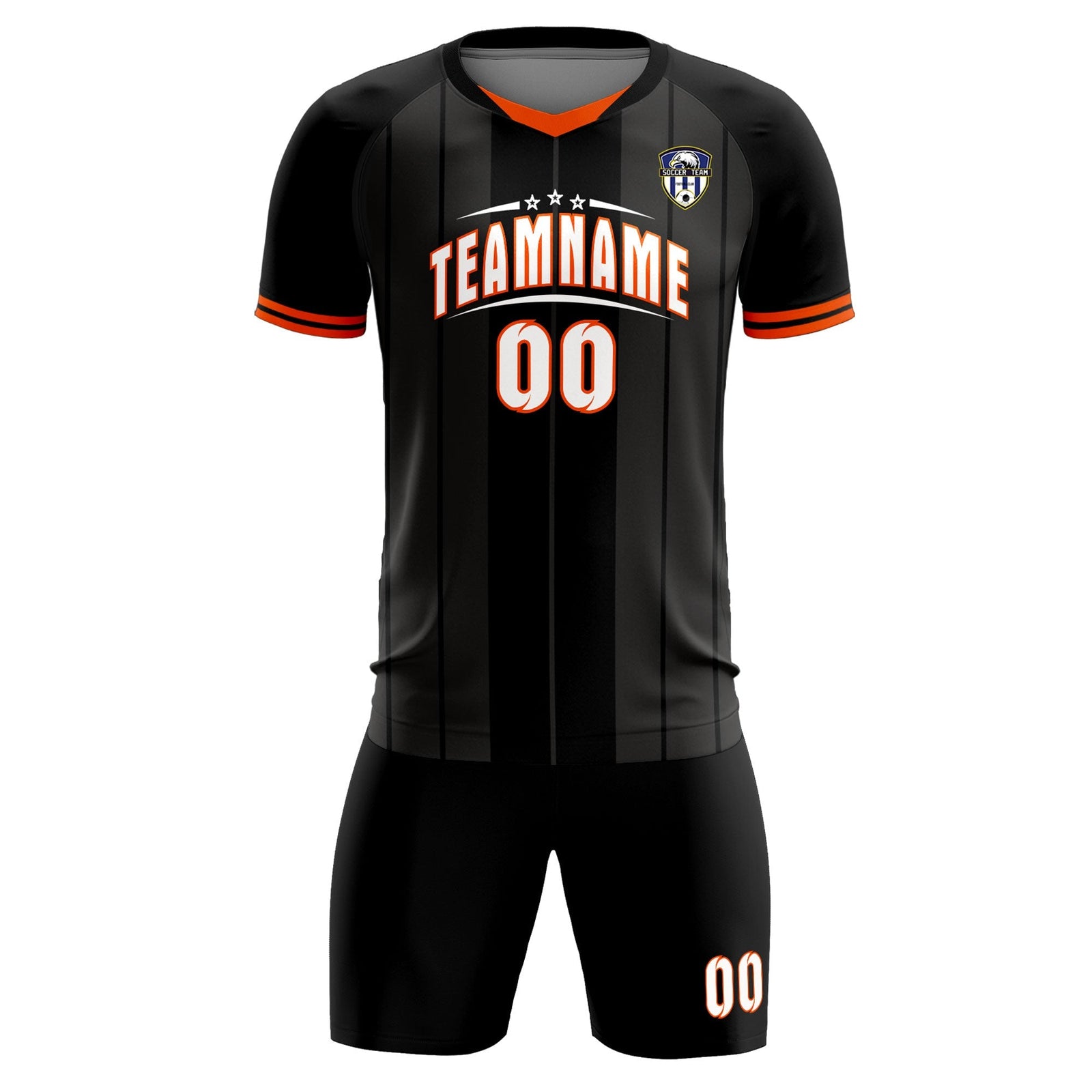 Custom Black Classic Striped Personalized Soccer Tops/Sets Jersey