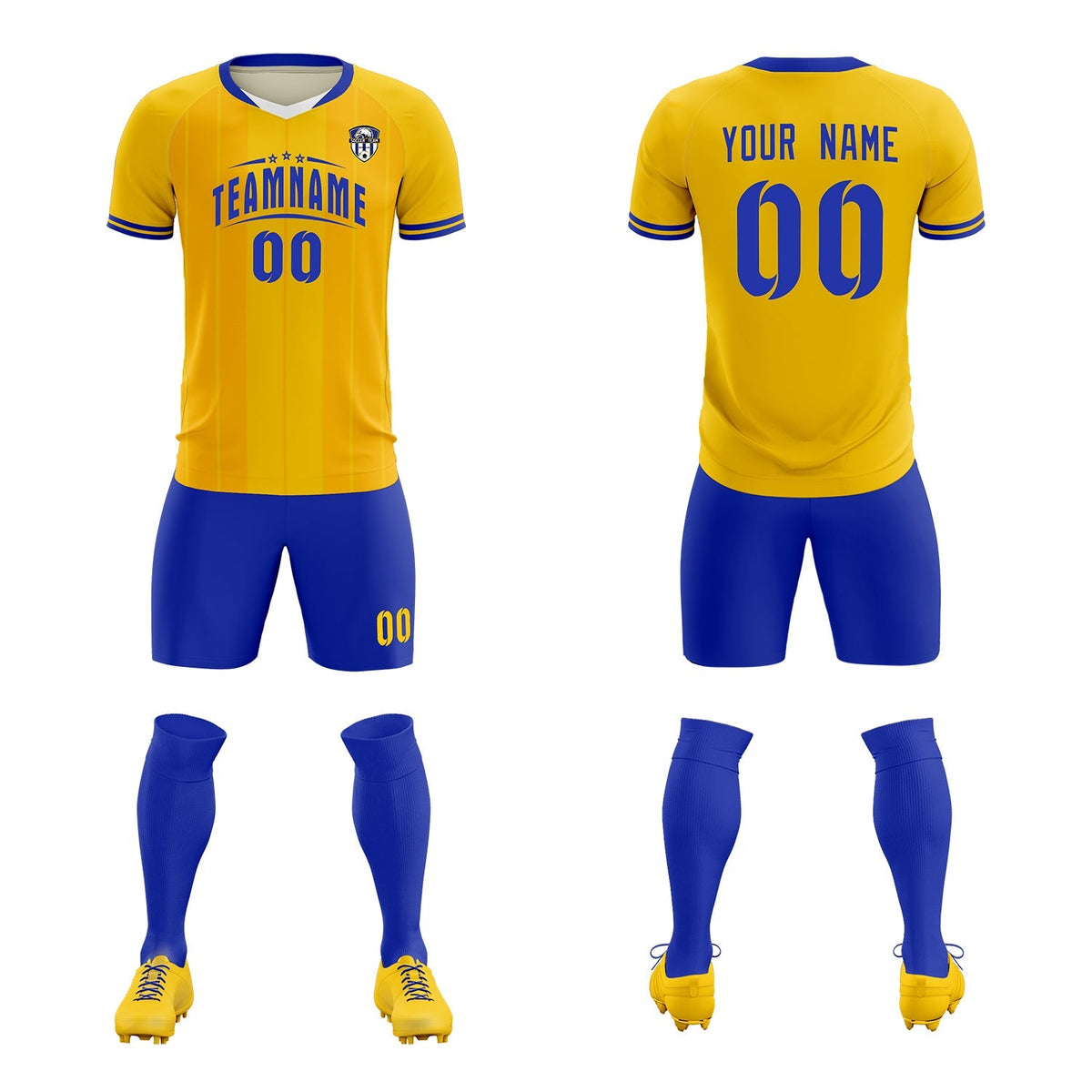 Custom Gold Classic Striped Personalized Soccer Tops/Sets Jersey