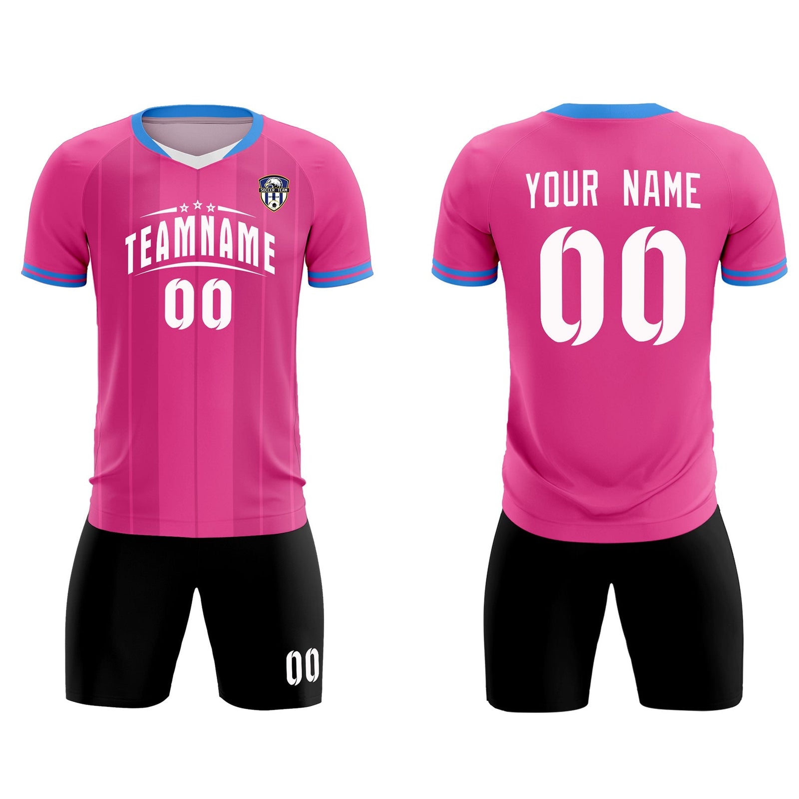 Custom Pink Classic Striped Personalized Soccer Tops/Sets Jersey