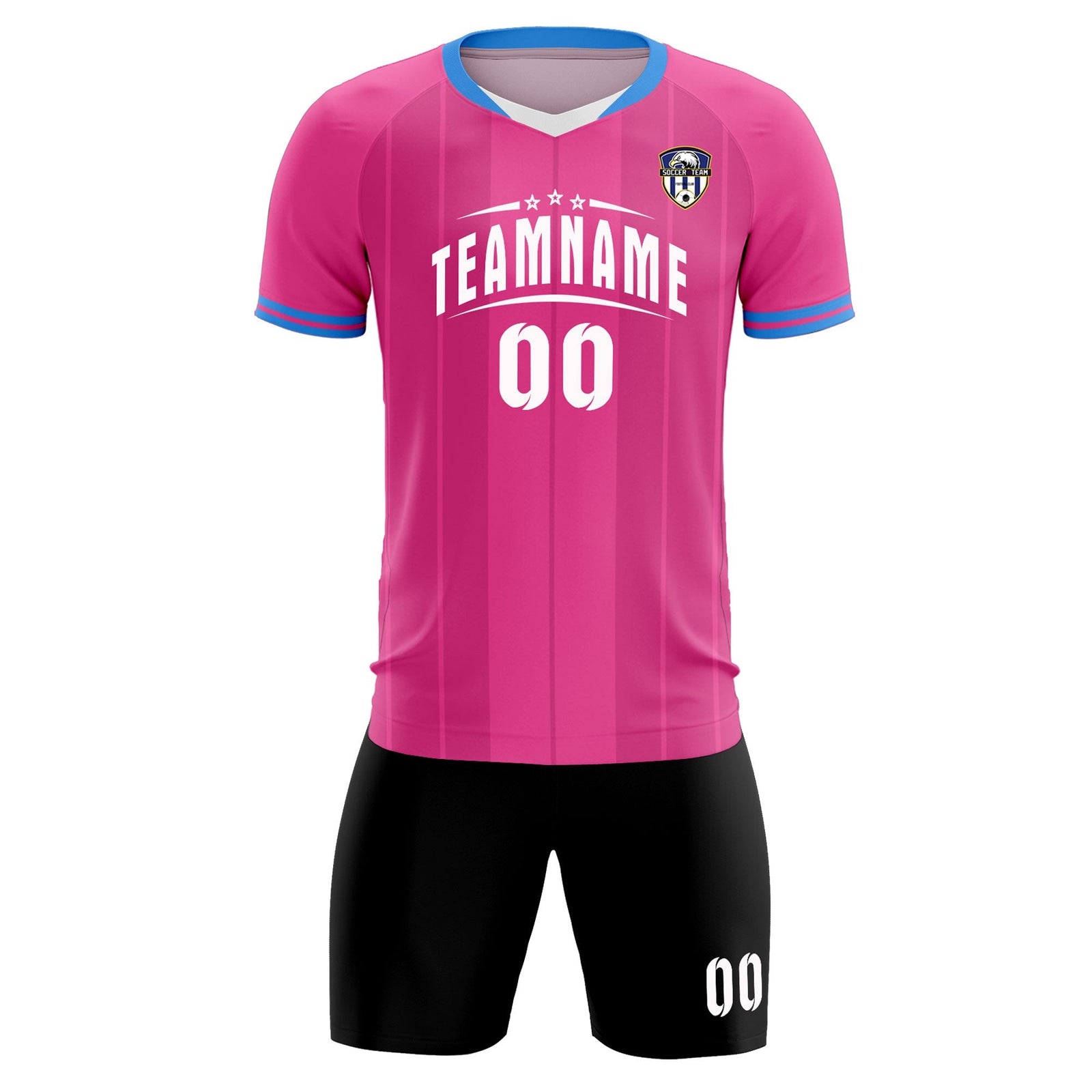 Custom Pink Classic Striped Personalized Soccer Tops/Sets Jersey