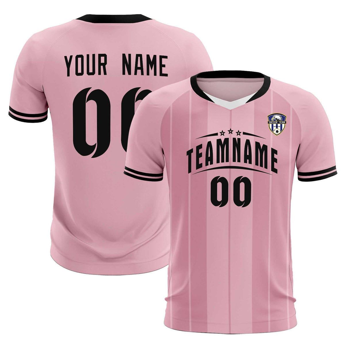 Custom Light Pink Classic Striped Personalized Soccer Tops/Sets Jersey
