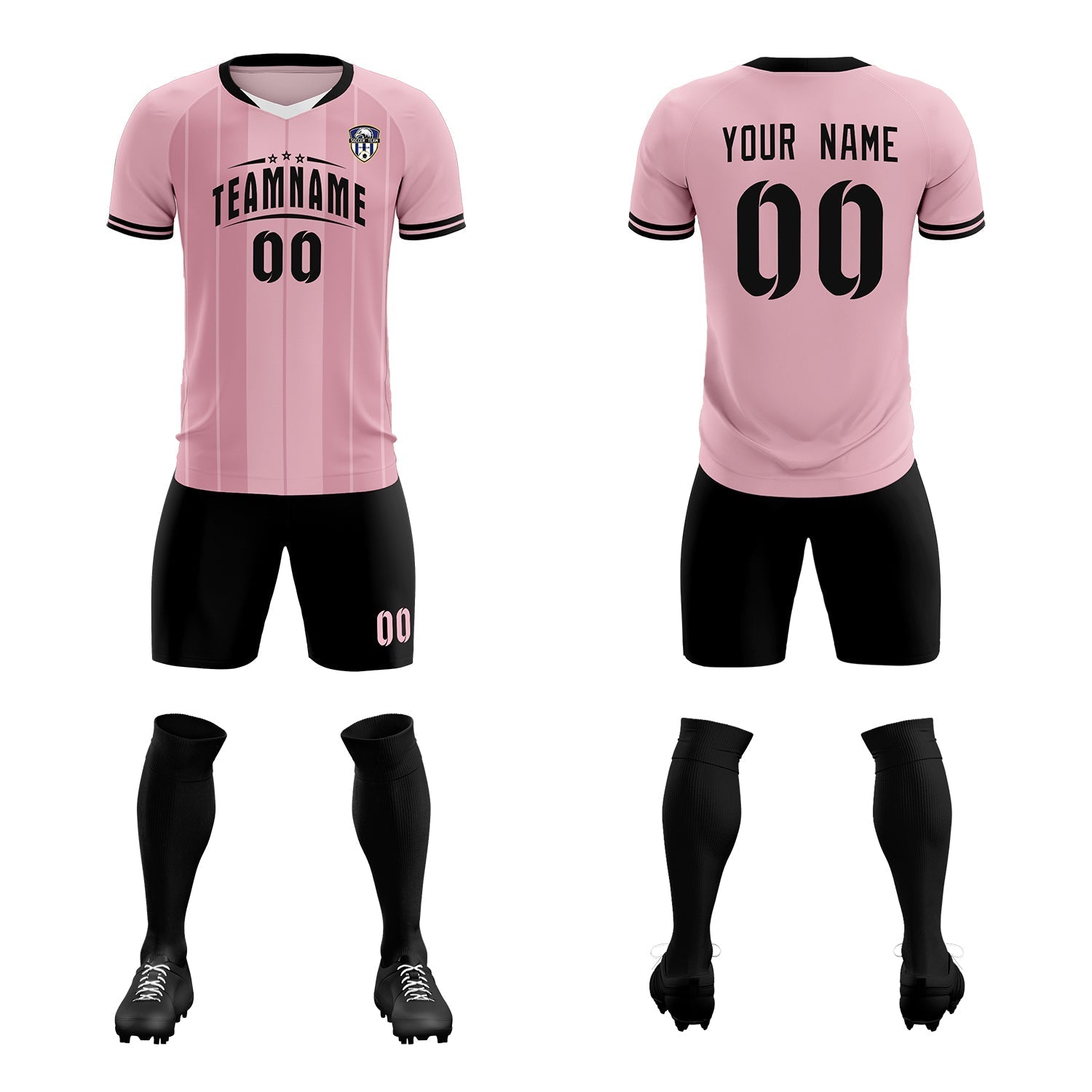 Custom Light Pink Classic Striped Personalized Soccer Tops/Sets Jersey