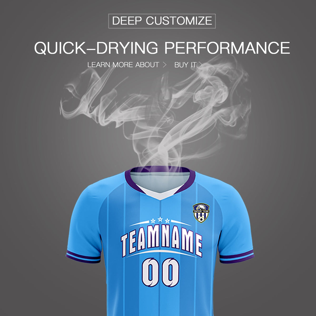Custom Powder Blue Classic Striped Personalized Soccer Tops/Sets Jersey
