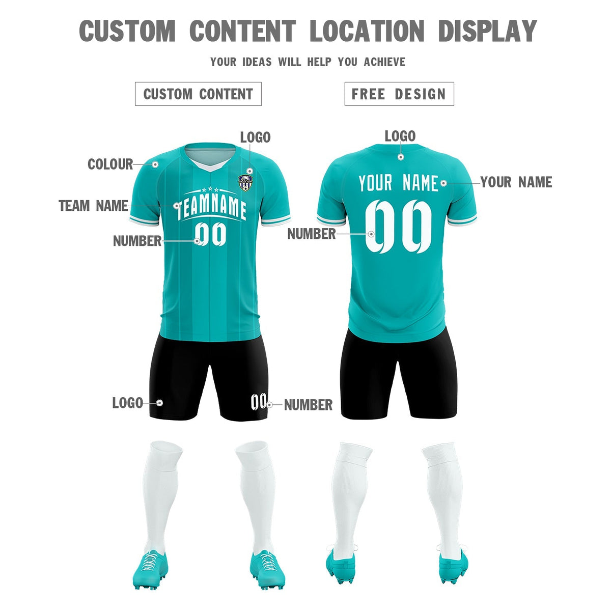 Custom Green Classic Striped Personalized Soccer Tops/Sets Jersey