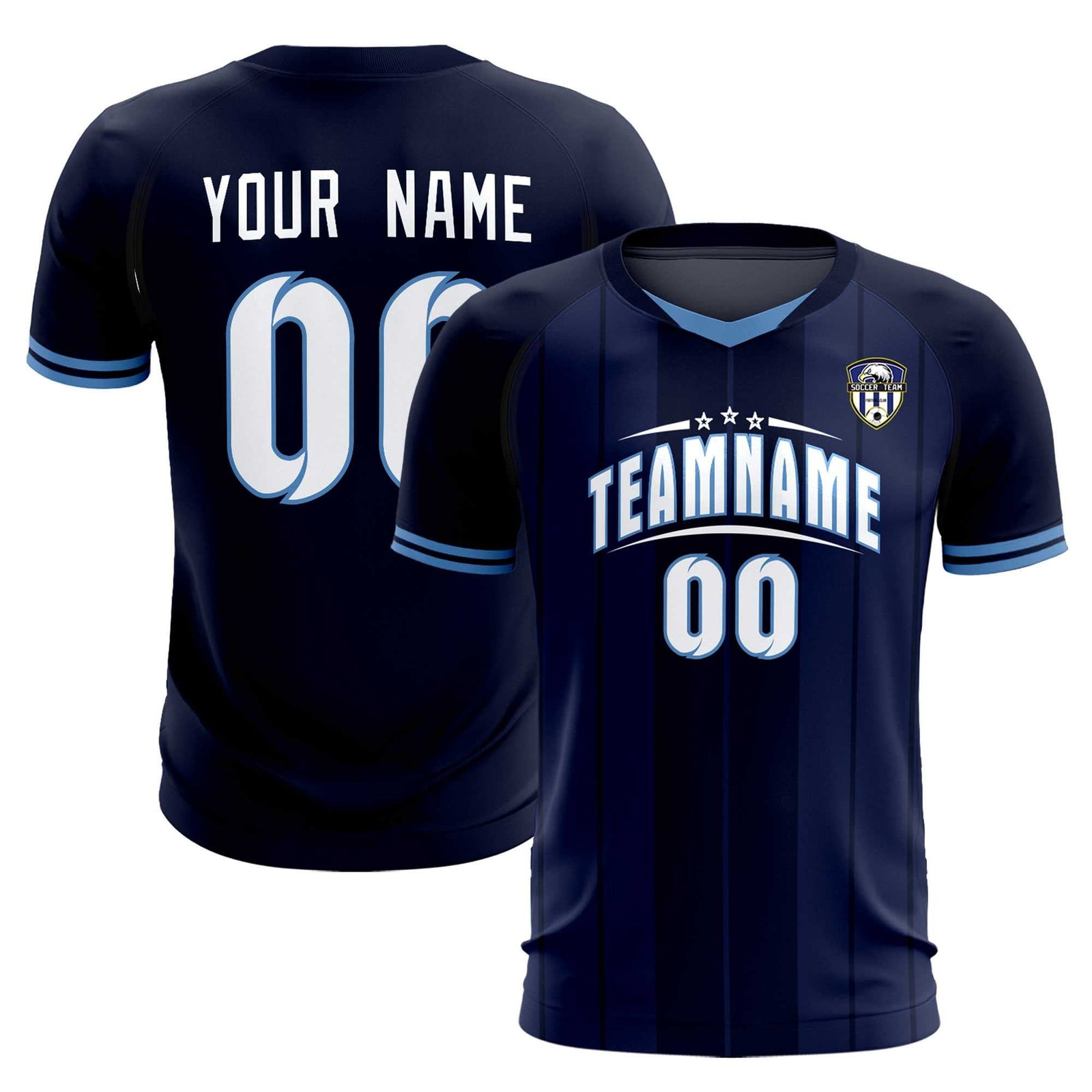 Custom Navy Classic Striped Personalized Soccer Tops/Sets Jersey