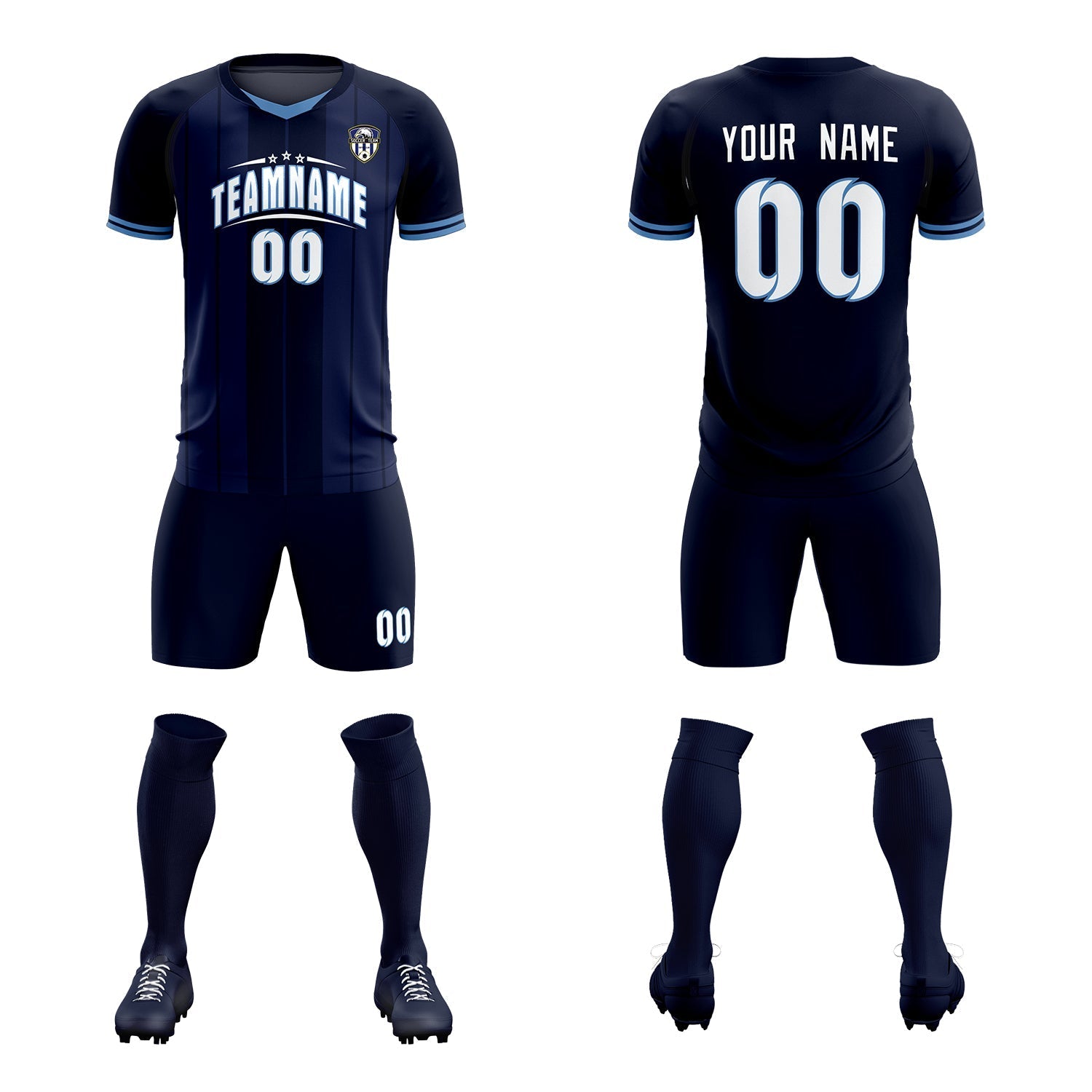 Custom Navy Classic Striped Personalized Soccer Tops/Sets Jersey