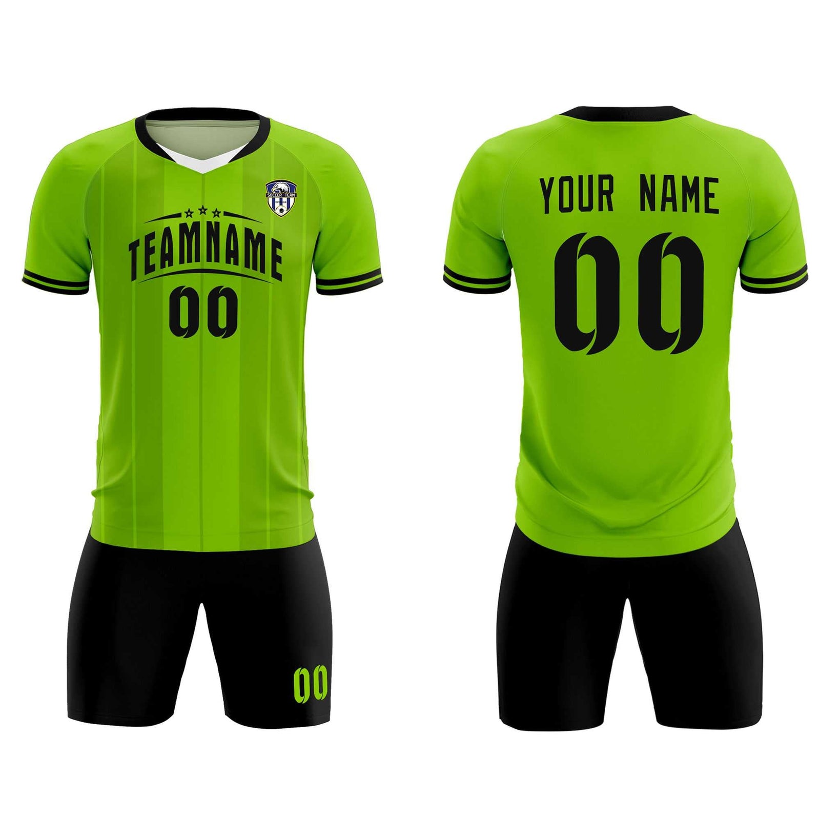 Custom Neon Green Classic Striped Personalized Soccer Tops/Sets Jersey