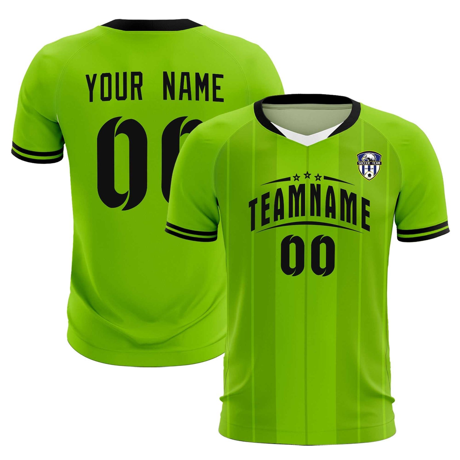 Custom Neon Green Classic Striped Personalized Soccer Tops/Sets Jersey