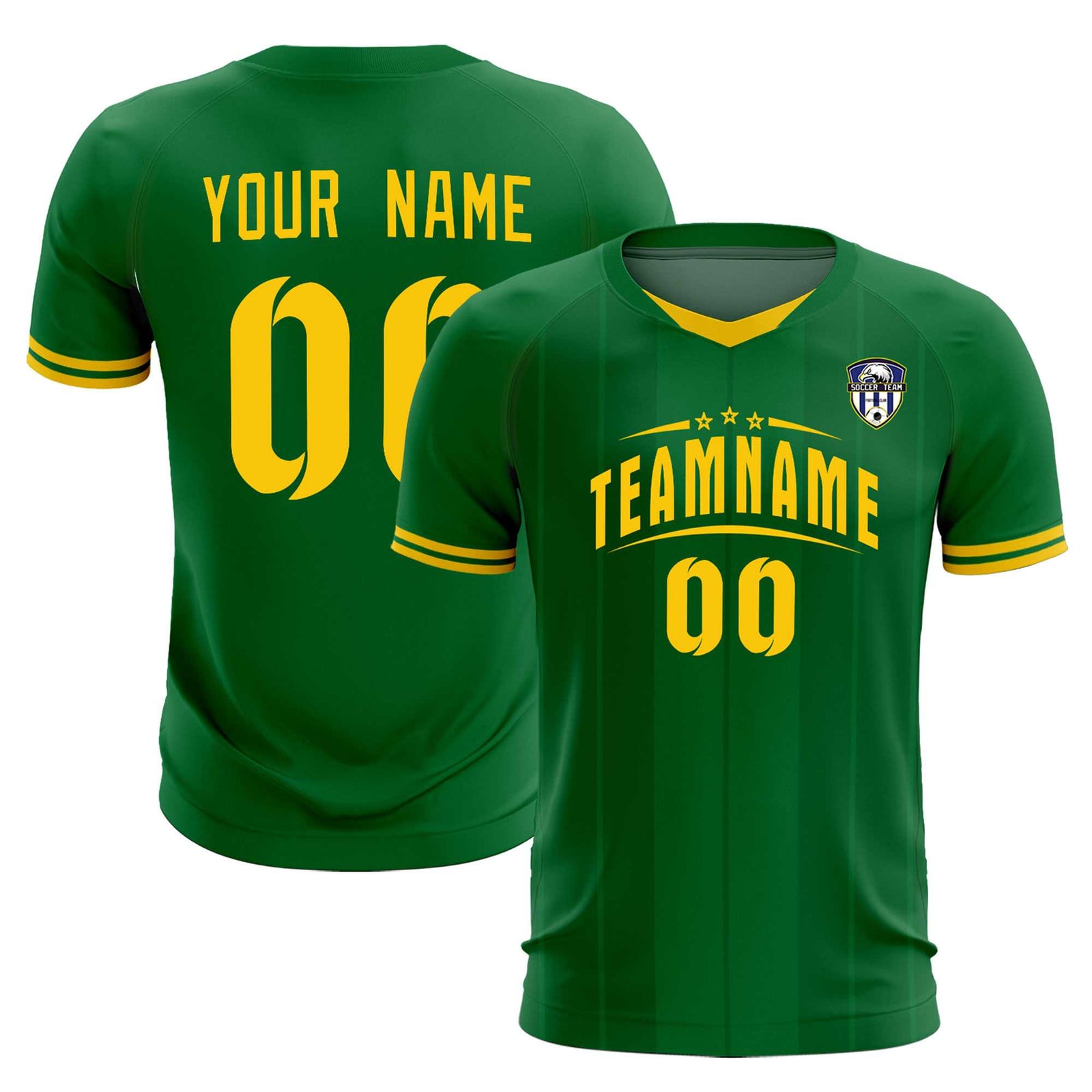 Custom Kelly Green Classic Striped Personalized Soccer Tops/Sets Jersey