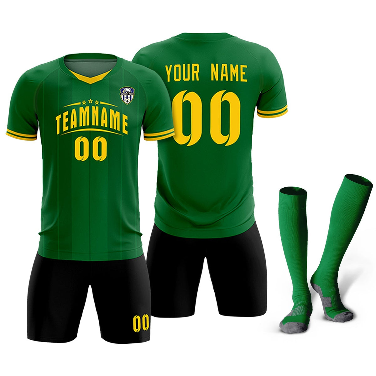 Custom Kelly Green Classic Striped Personalized Soccer Tops/Sets Jersey