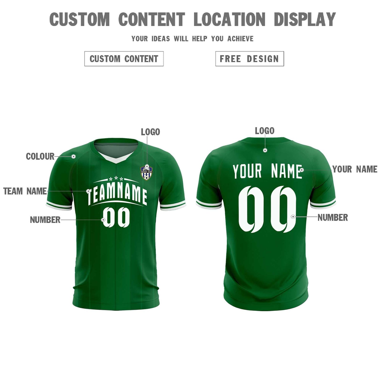 Custom Kelly Green Classic Striped Personalized Soccer Tops/Sets Jersey