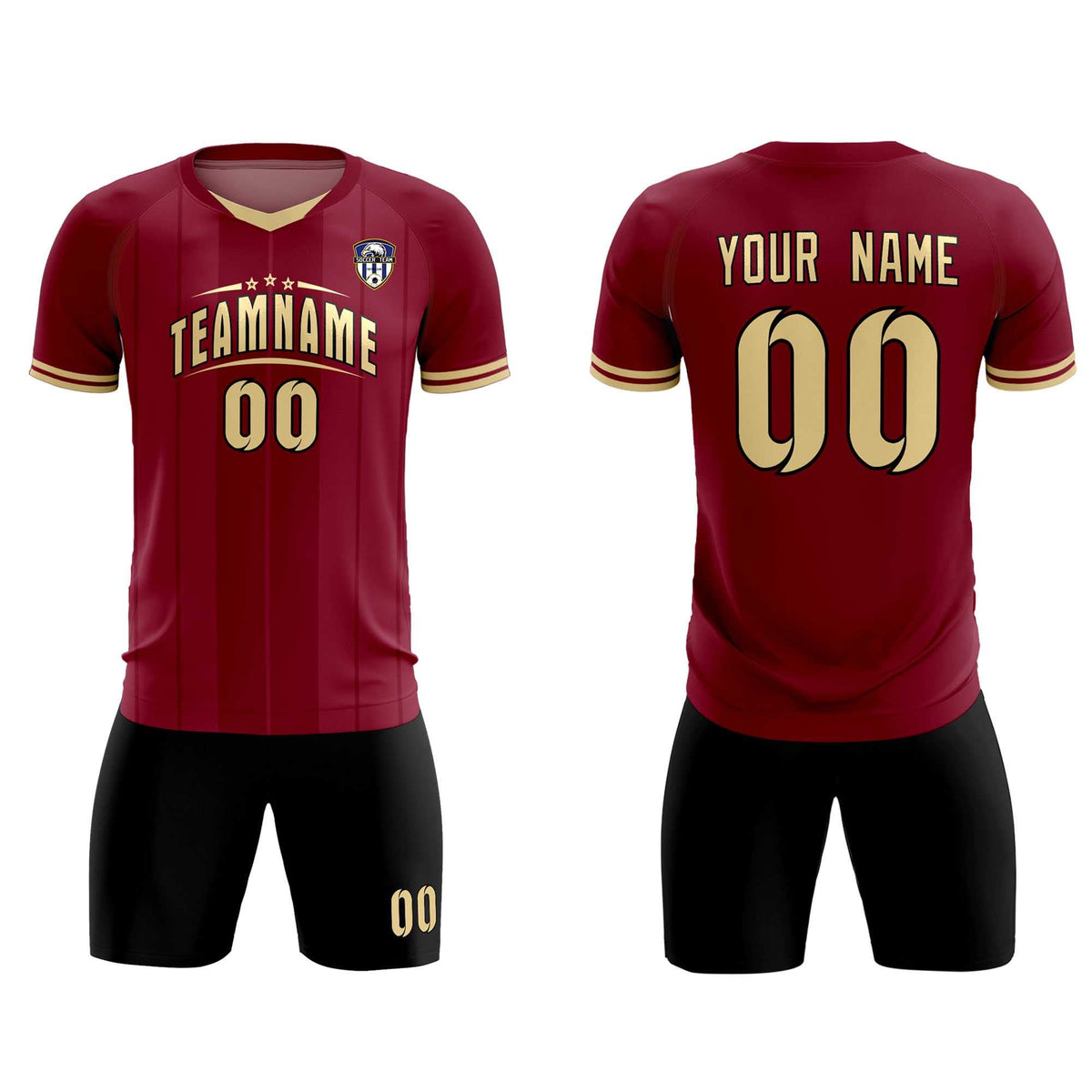 Custom Crimson Classic Striped Personalized Soccer Tops/Sets Jersey