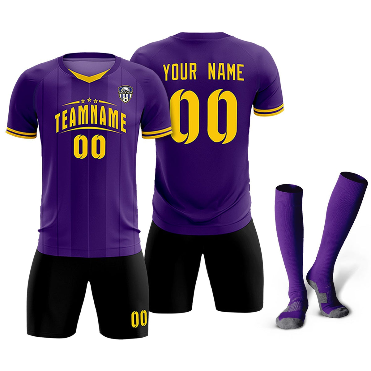 Custom Purple Classic Striped Personalized Soccer Tops/Sets Jersey