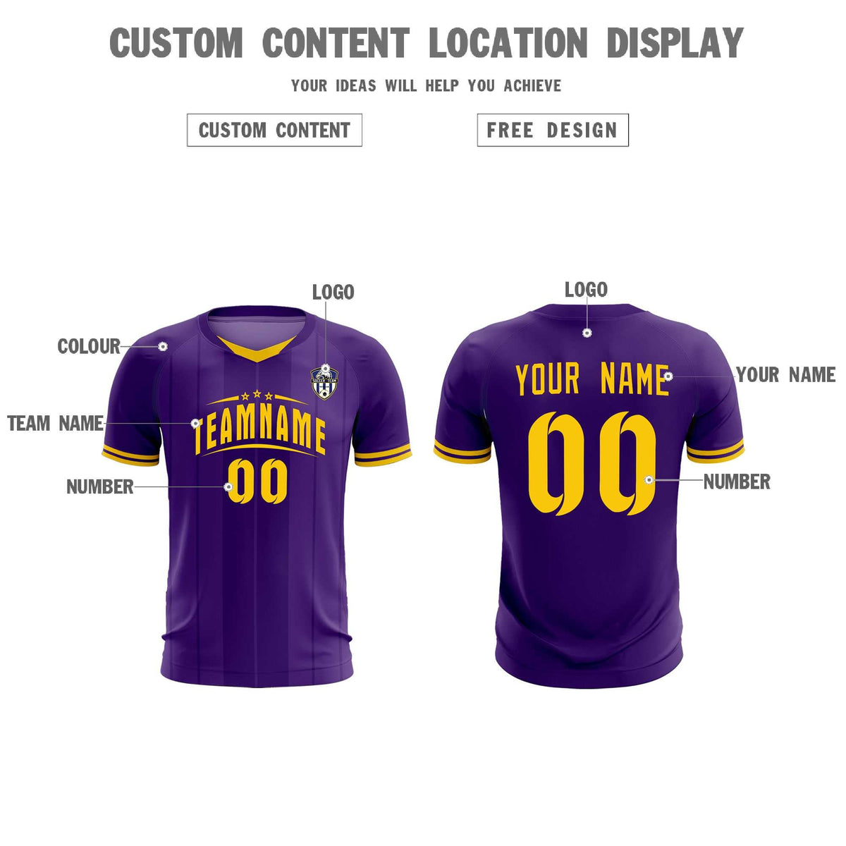 Custom Purple Classic Striped Personalized Soccer Tops/Sets Jersey
