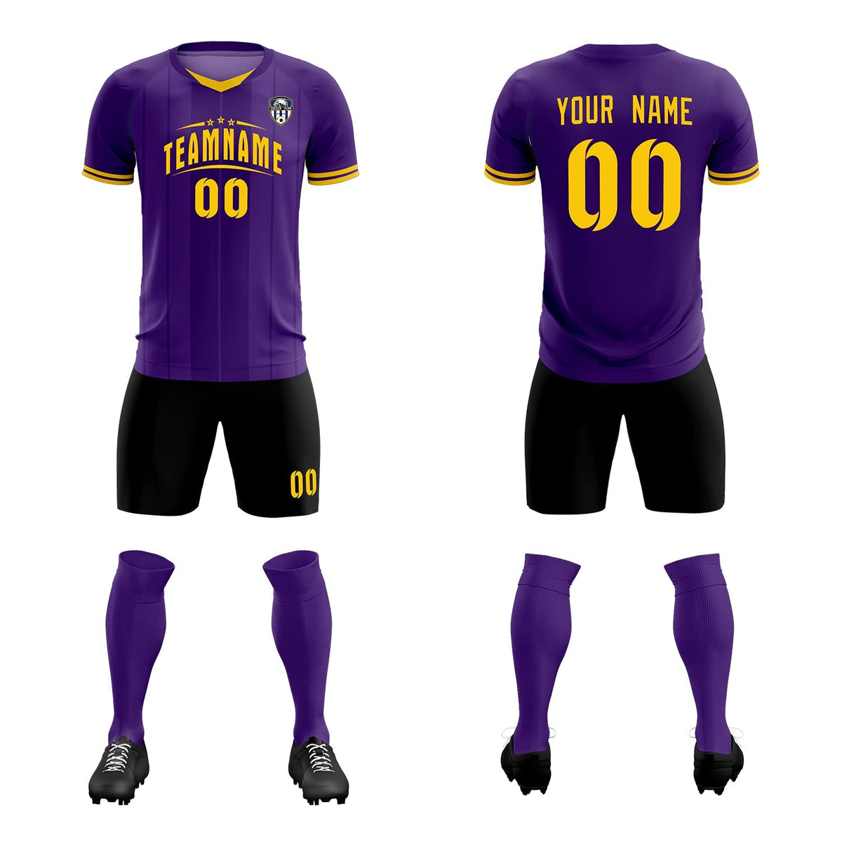 Custom Purple Classic Striped Personalized Soccer Tops/Sets Jersey
