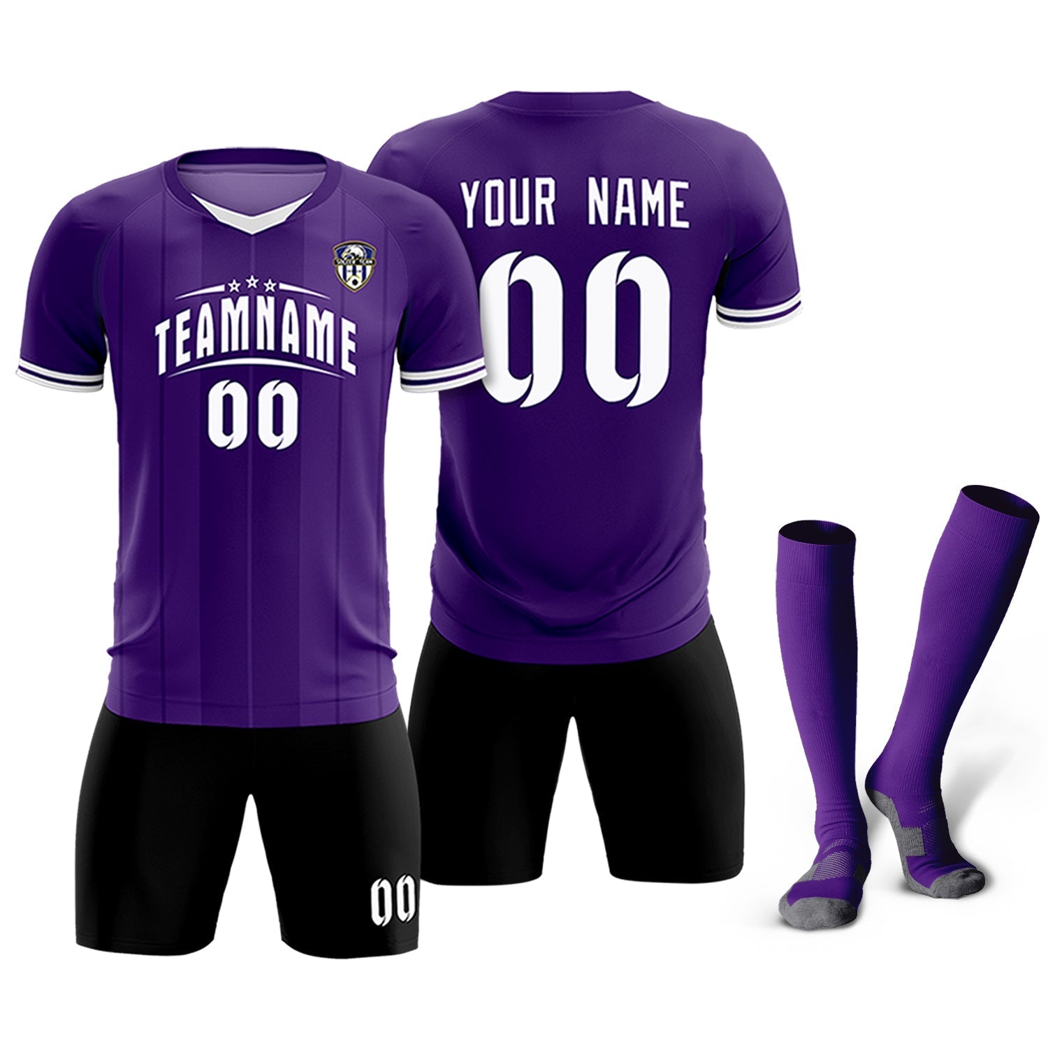 Custom Purple Classic Striped Personalized Soccer Tops/Sets Jersey