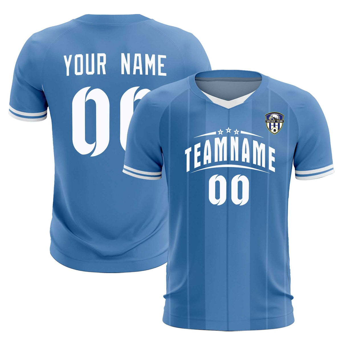 Custom Light Blue Classic Striped Personalized Soccer Tops/Sets Jersey