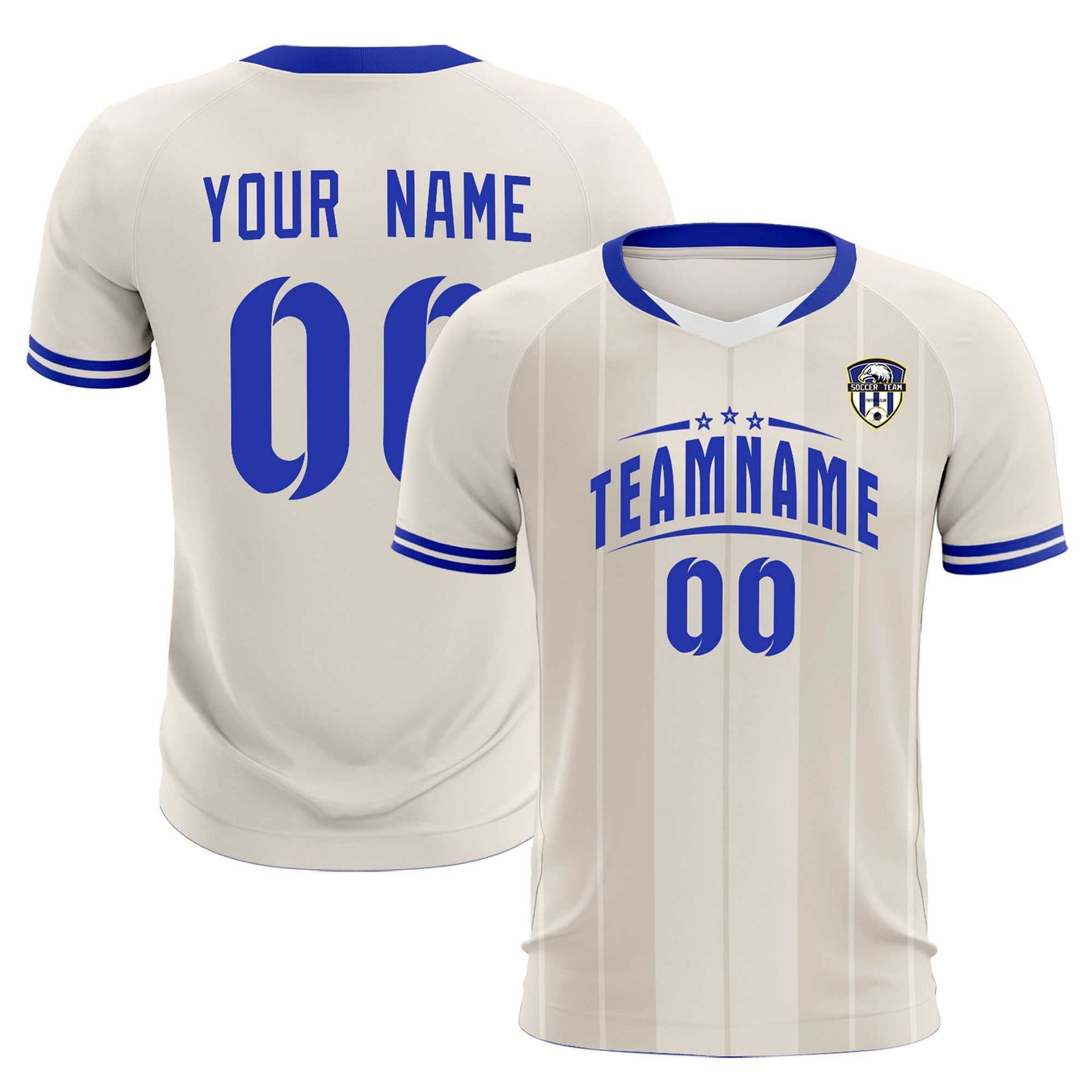 Custom Cream Classic Striped Personalized Soccer Tops/Sets Jersey