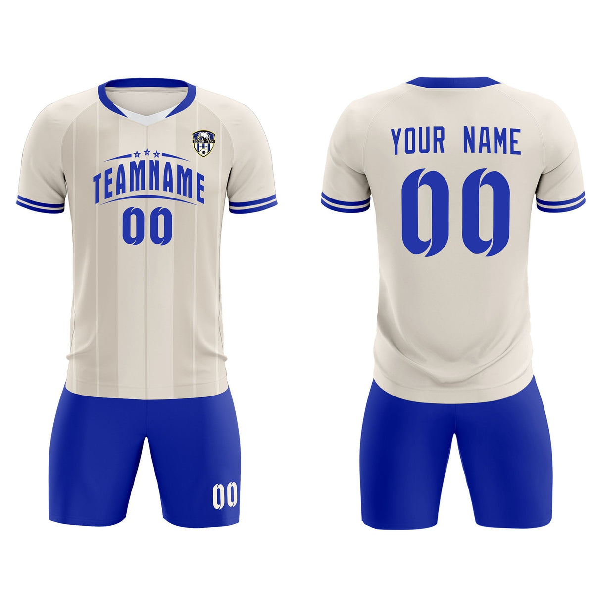 Custom Cream Classic Striped Personalized Soccer Tops/Sets Jersey