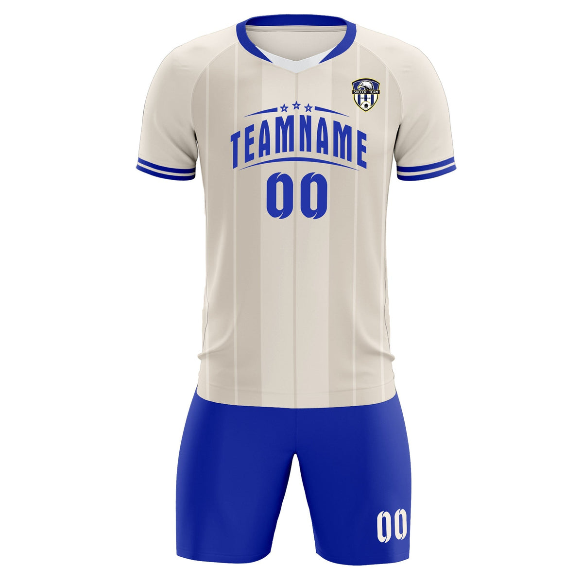 Custom Cream Classic Striped Personalized Soccer Tops/Sets Jersey