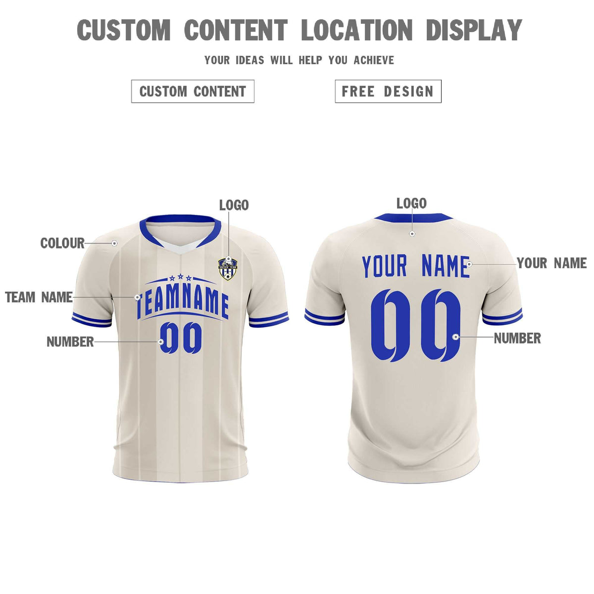 Custom Cream Classic Striped Personalized Soccer Tops/Sets Jersey