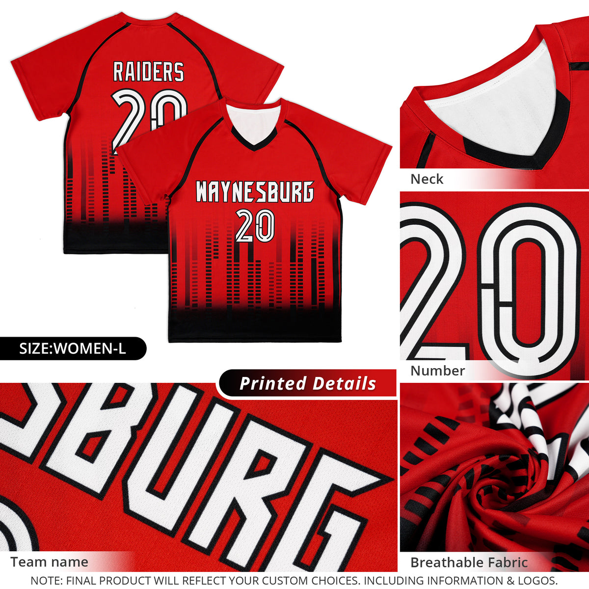 Custom Red Black Printing Outdoor Tracksuit Soccer Sets Jersey