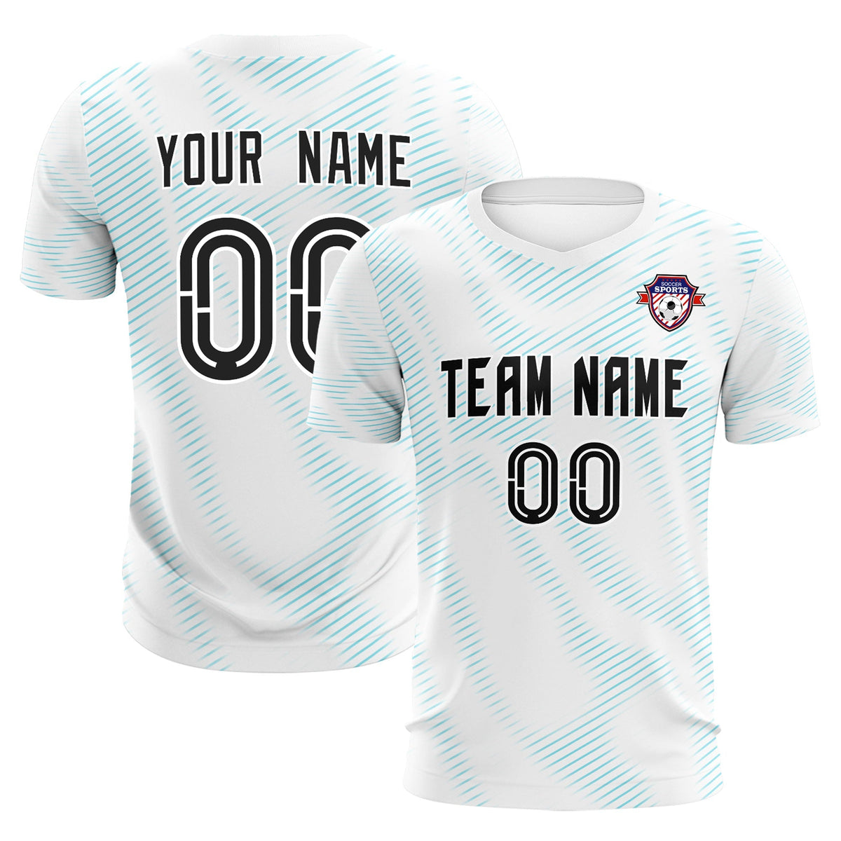 Custom White Sky Blue Training Uniform For Men Soccer Sets Jersey