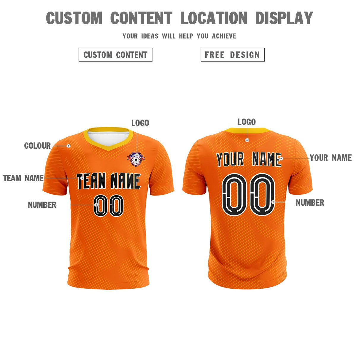 Custom Orange Gold Training Uniform For Men Soccer Sets Jersey