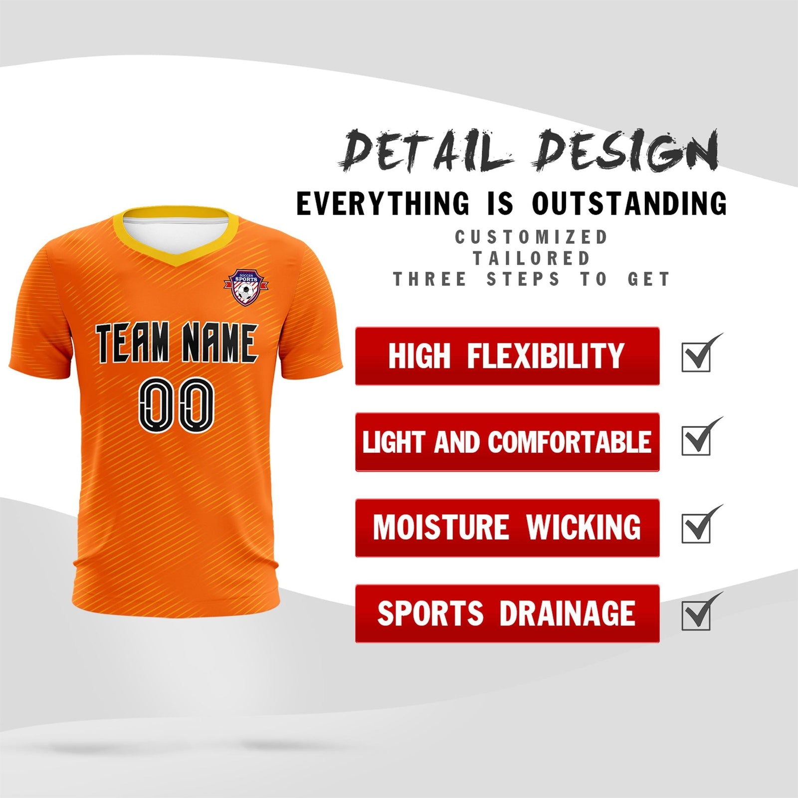 Custom Orange Gold Training Uniform For Men Soccer Sets Jersey