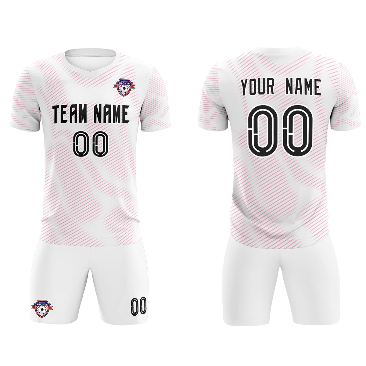 Custom White Pink Training Uniform For Men Soccer Sets Jersey