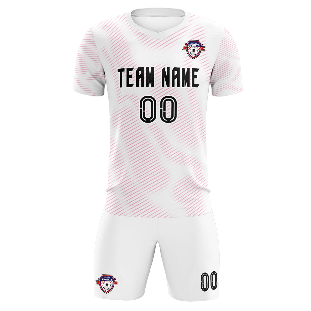 Custom White Pink Training Uniform For Men Soccer Sets Jersey